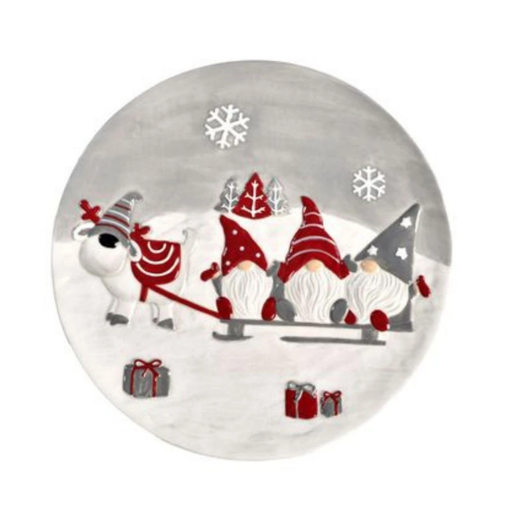 Assiette De Noël Lutins Nordiques - 24 Cm