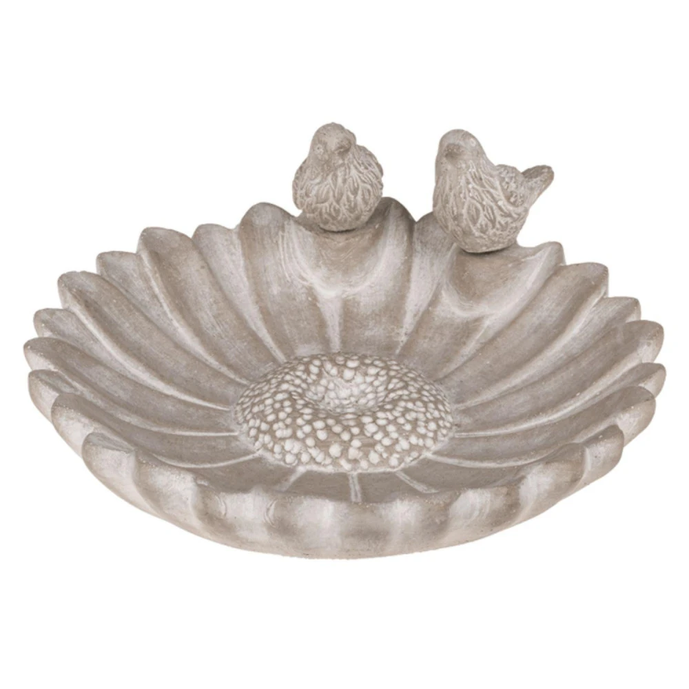 Bain Pour Oiseaux En Ciment - Fleur – Image 2