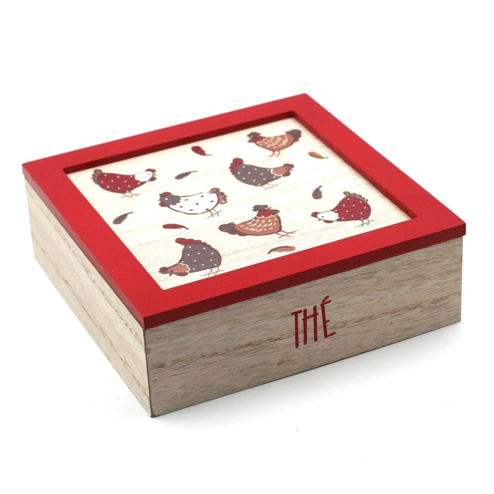 Boîte à Sachets De Thé Poules - Cotty - 4 Compartiments