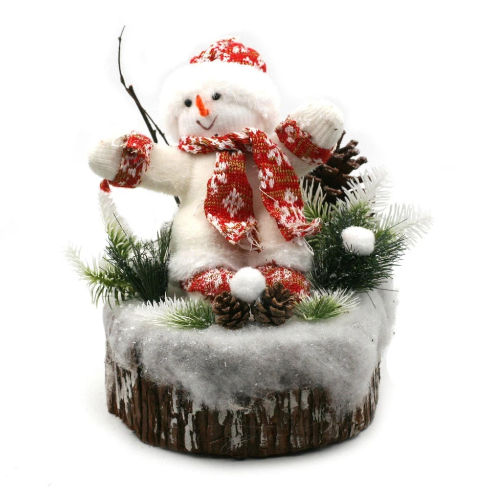 Bonhomme De Neige Décor Forêt Déco De Noël à Poser 33 Cm – Image 2