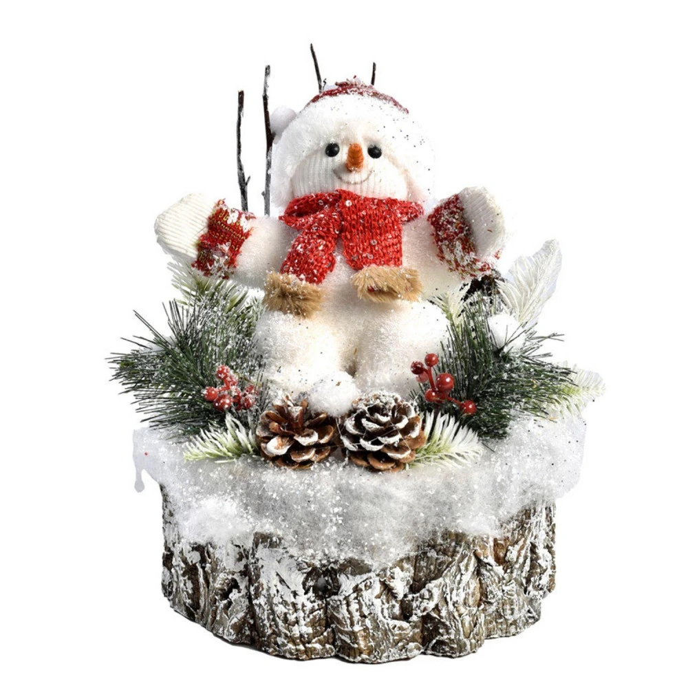 Bonhomme De Neige Décor Forêt Déco De Noël à Poser 33 Cm