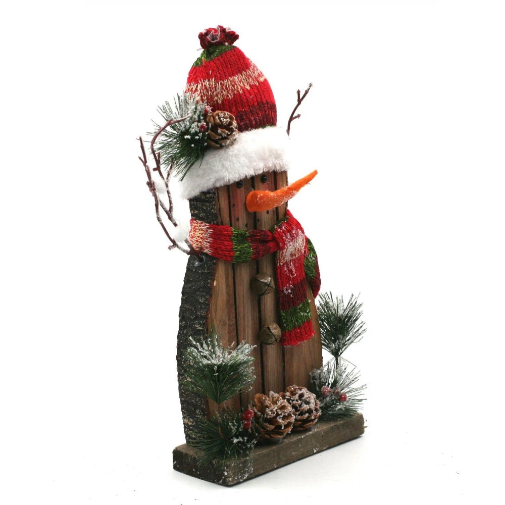 Bonhomme De Neige En Bois Décoré 35 Cm – Image 3