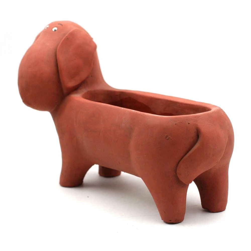 Cache Pot Chien Basset Ocre Rouge – Image 2
