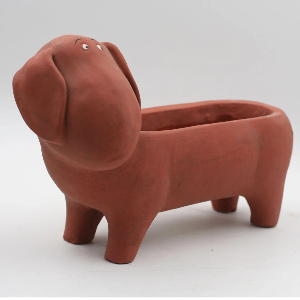 Cache Pot Chien Basset Ocre Rouge – Image 4