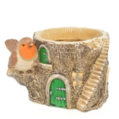 Cache Pot Oiseau Et Maisonnette Dans Une Souche