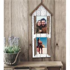 Cadre Photo Volet Maisonnette Blanche 2 Photo 18.5 X 44 Cm