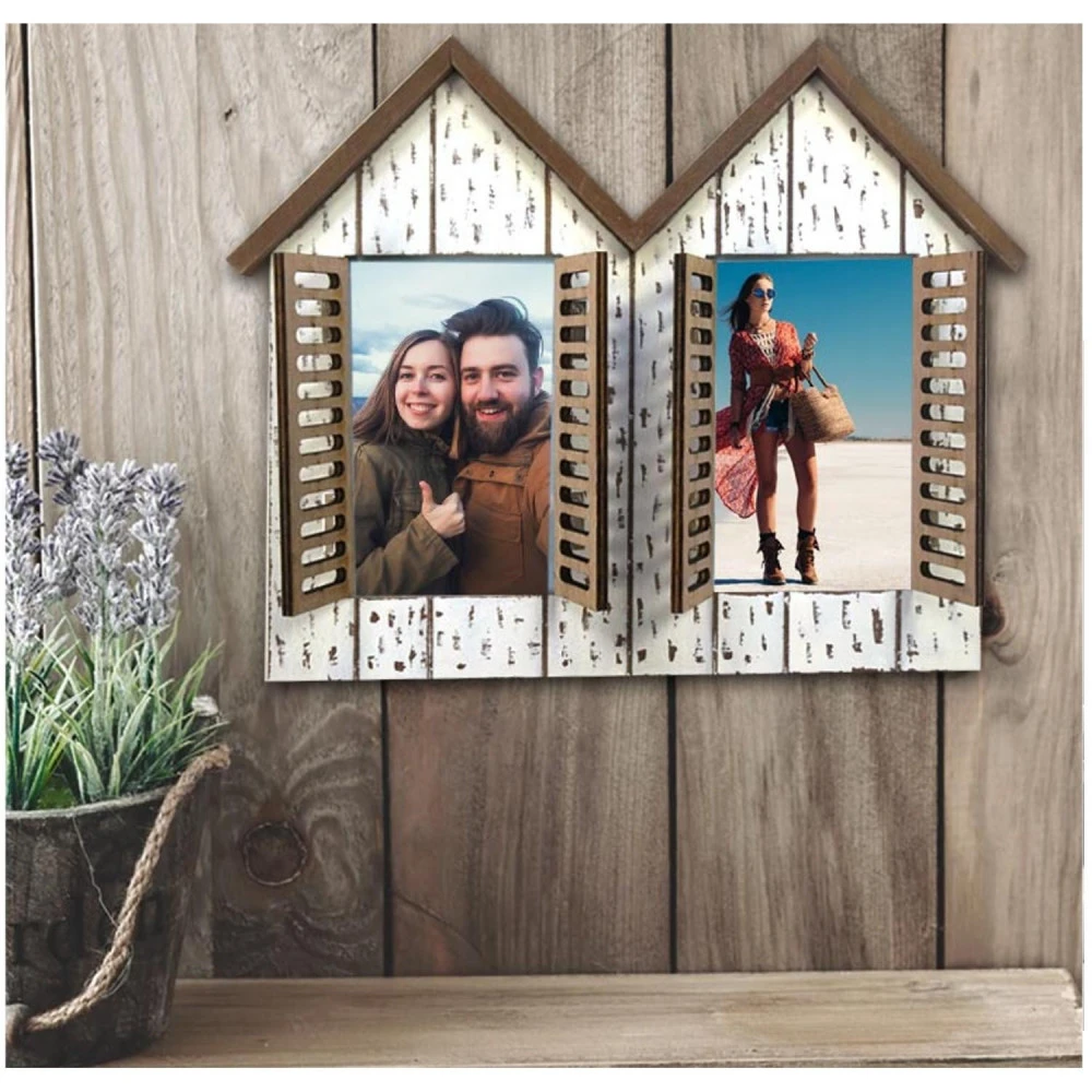 Cadre Photo Volet Maisonnette Blanche 2 Photos 33 X 26.5 Cm