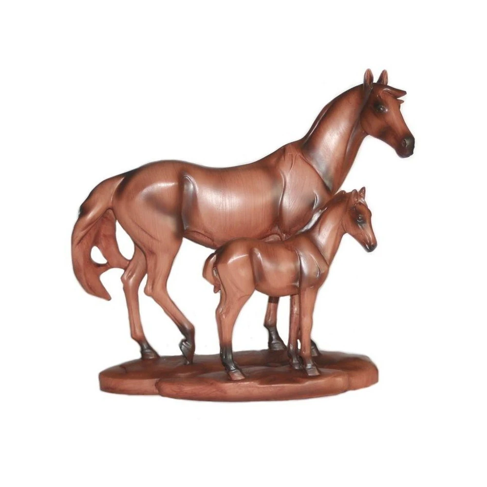 Cheval Avec Poulain Imitation Bois – Image 2