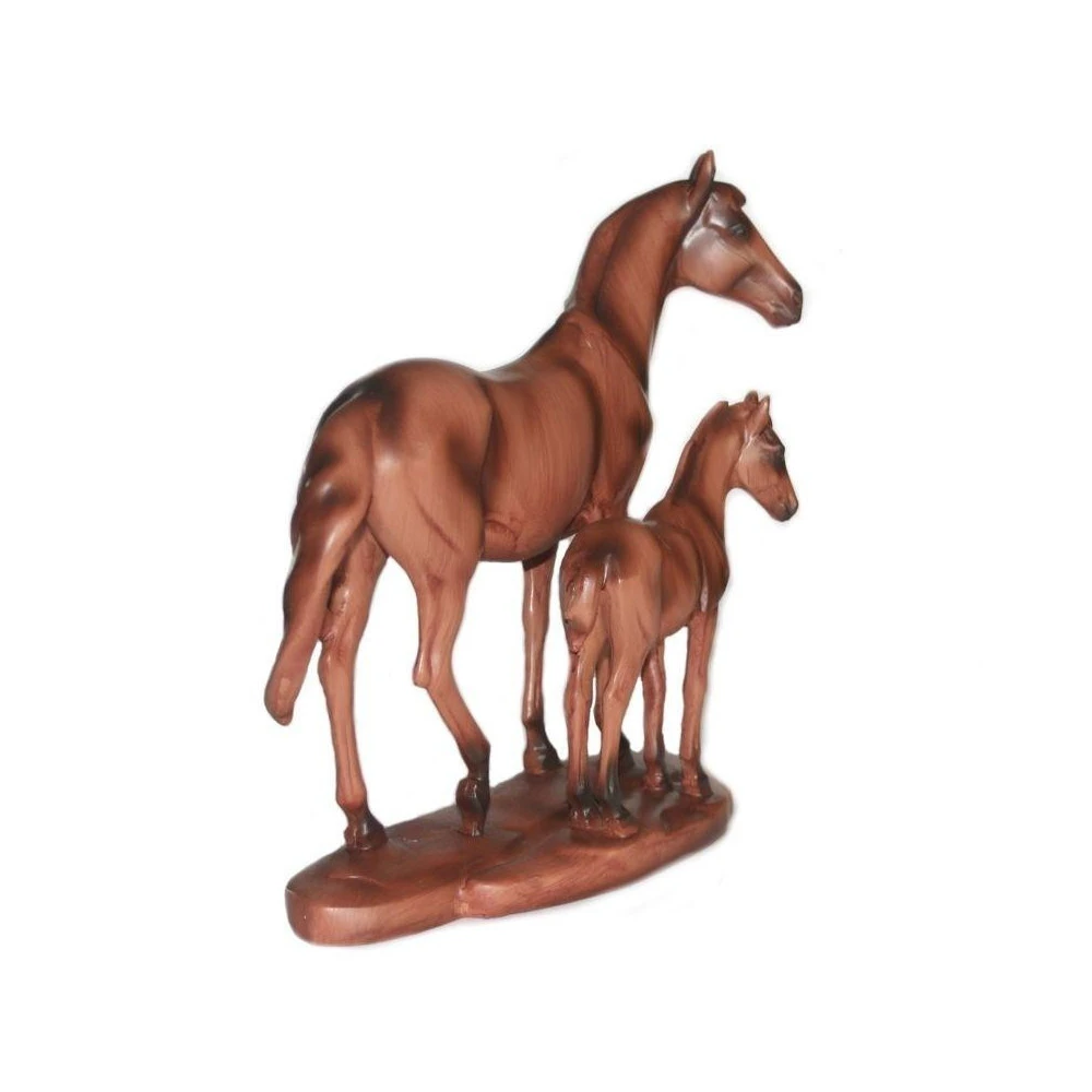 Cheval Avec Poulain Imitation Bois – Image 4