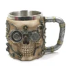 Chope Polyrésine Cyborg Skull - Blanc / Argent