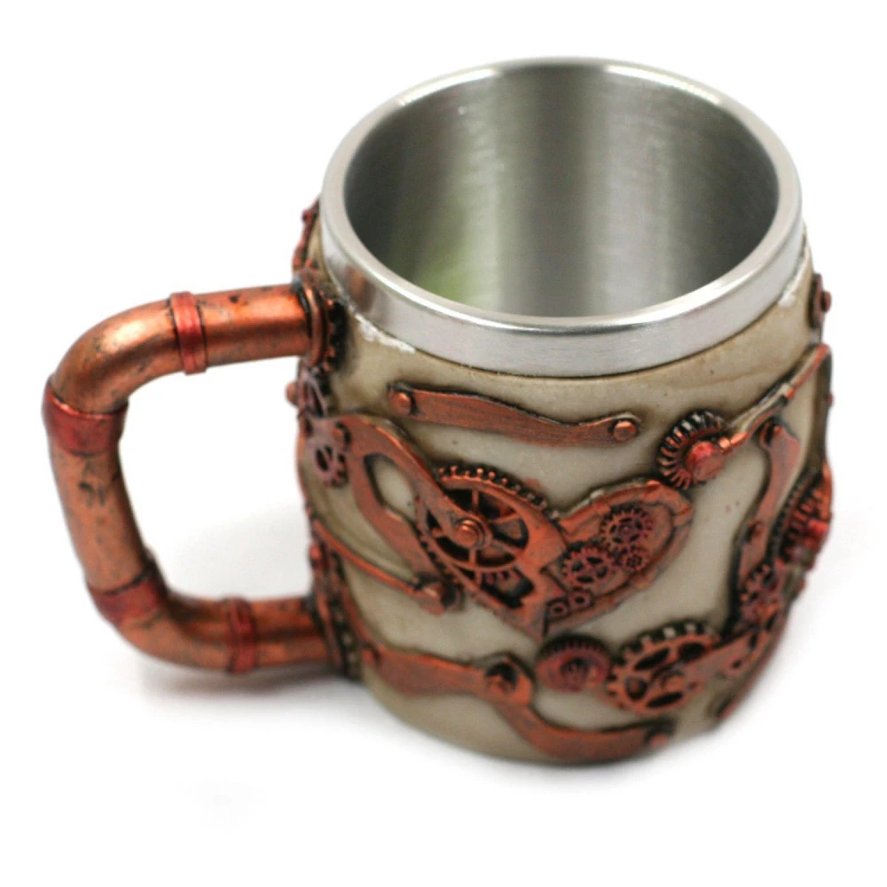 Chope Polyrésine Cyborg Skull - Blanc / Cuivre – Image 3