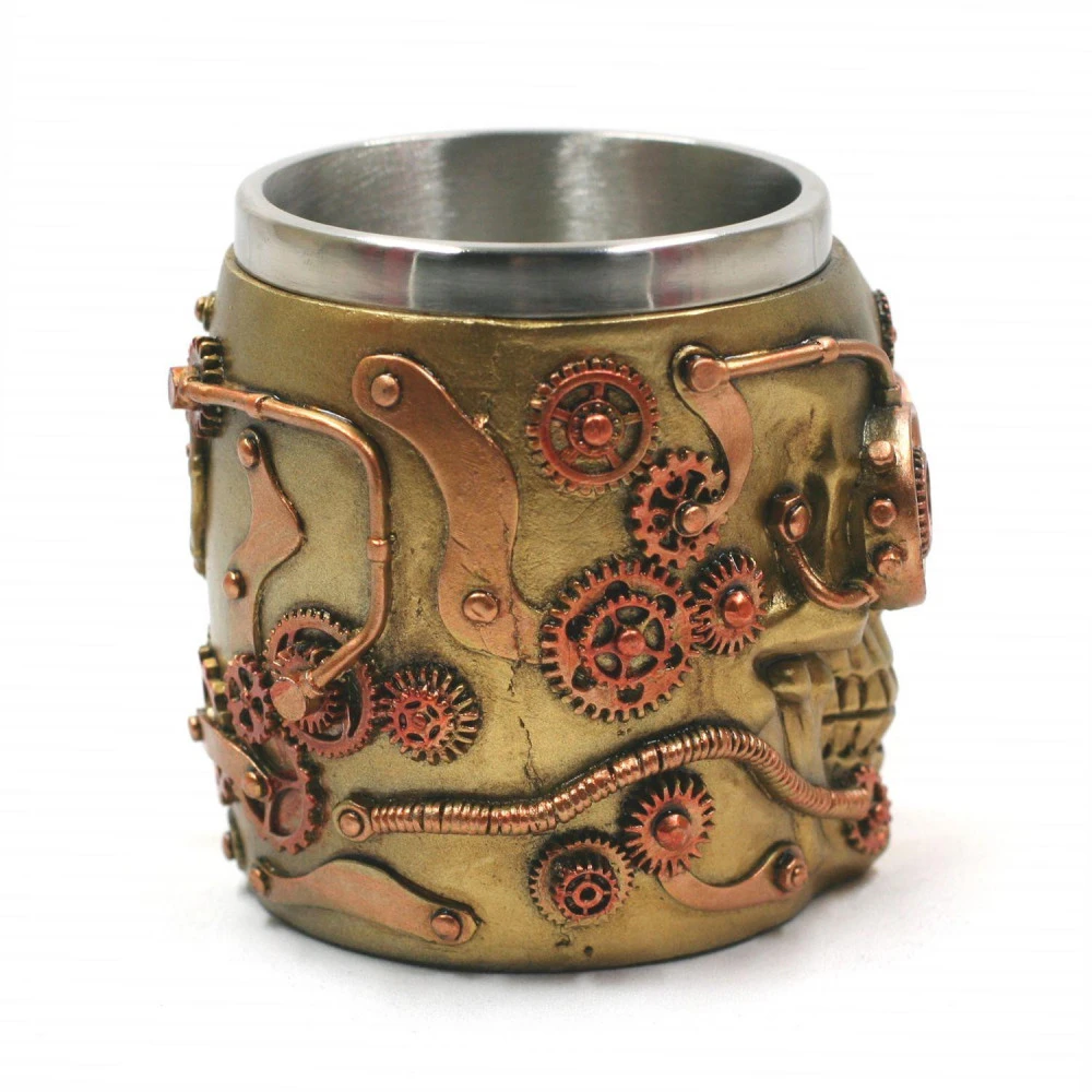 Chope Polyrésine Cyborg Skull - Doré / Cuivre – Image 2