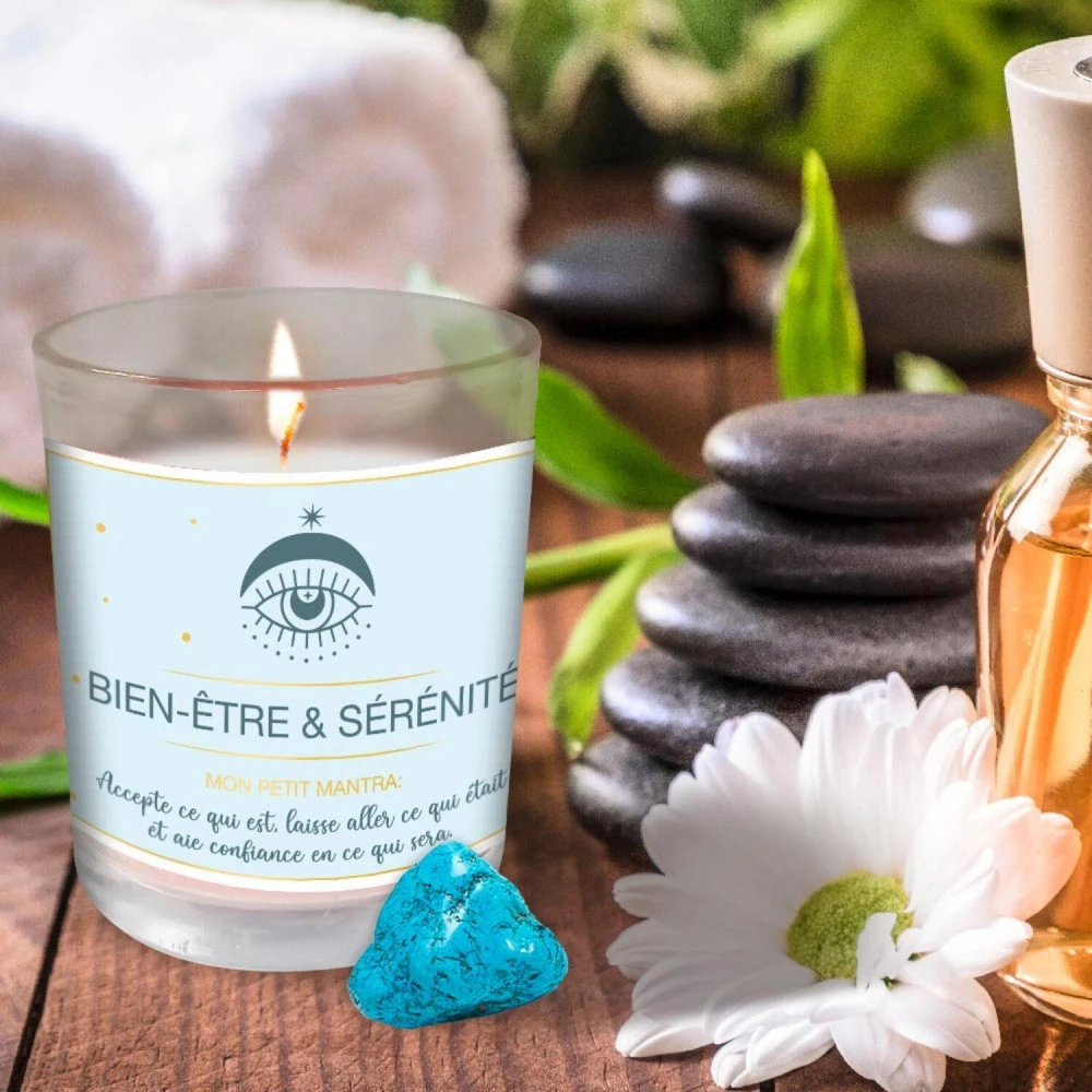 Coffret Bien Être - Bougie Et Pierre De Lithothérapie Turquoise – Image 3