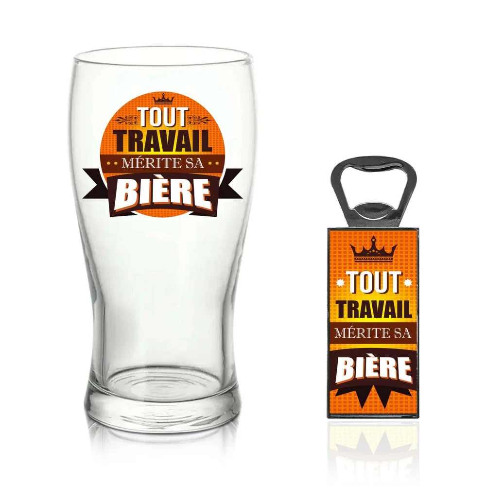 Coffret Bière Et Décapsuleur - Tout Travail Mérite Sa Bière