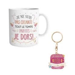 Coffret Mug Et Porte Clés - Je Ne Suis Pas Chiante