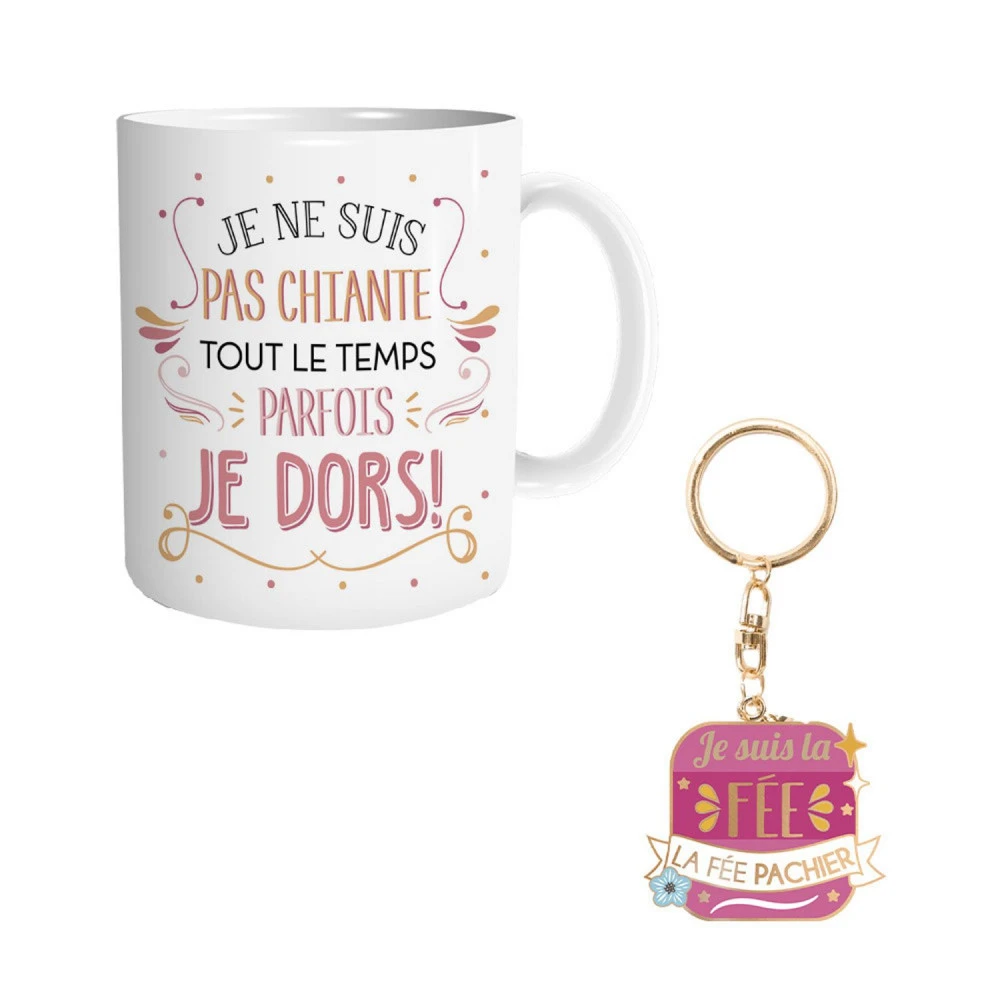 Coffret Mug Et Porte Clés - Je Ne Suis Pas Chiante