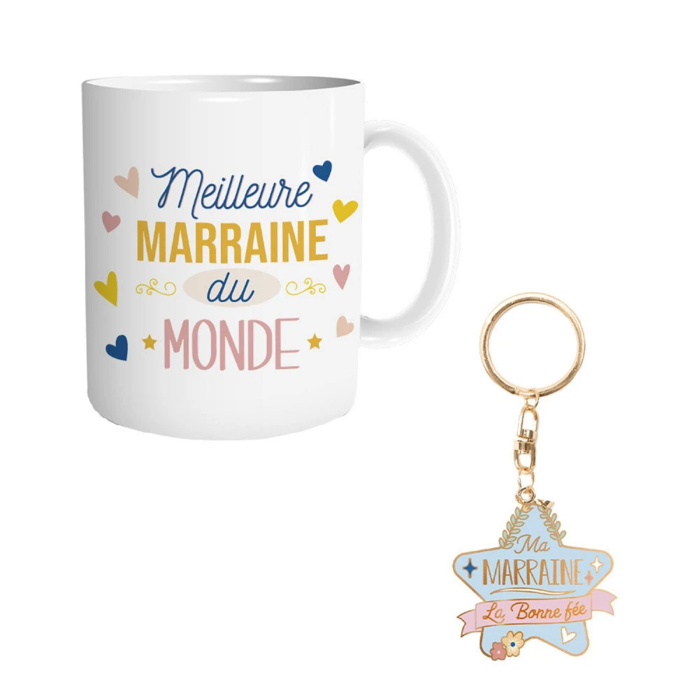 Coffret Mug Et Porte Clés - Marraine