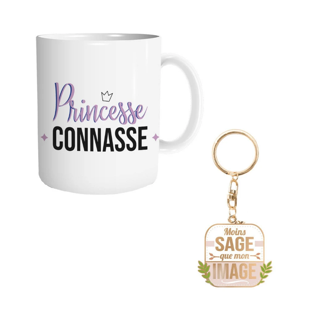 Coffret Mug Et Porte Clés - Princesse Connasse