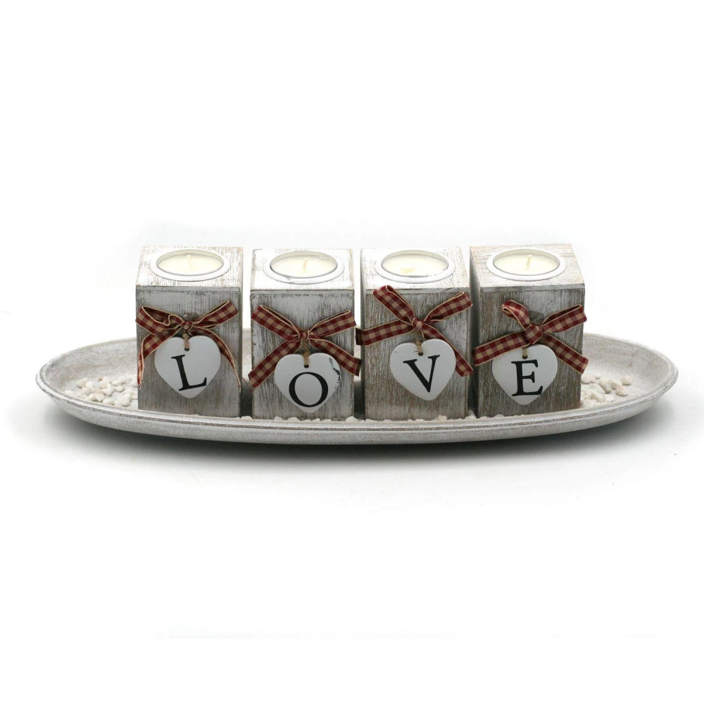 Déco Bougeoir Love Pour 4 Bougies