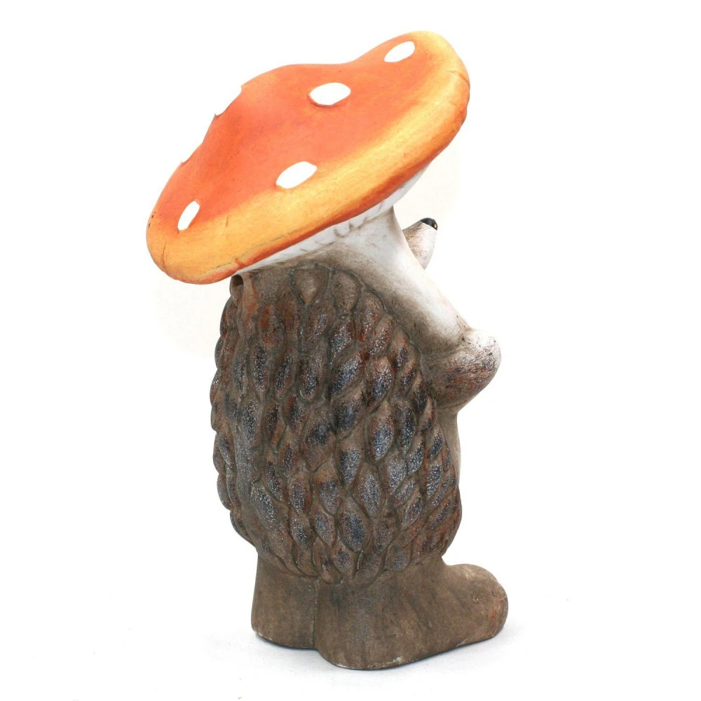 Déco De Jardin 22 Cm En Céramique - Hérisson Avec Champignon Orange – Image 4