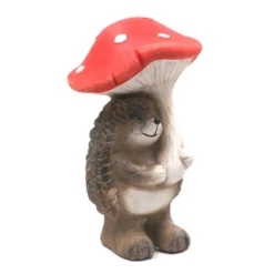 Déco De Jardin 22 Cm En Céramique - Hérisson Avec Champignon Rouge