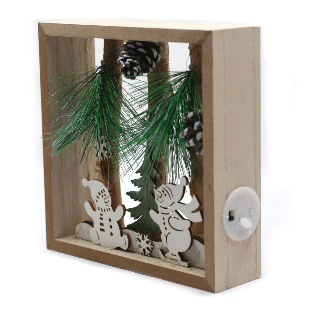 Déco De Noël En Bois Lumineux - Bonhommes De Neige – Image 2