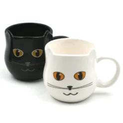 Duo De Tasses Chats Noir Et Blanc Meow
