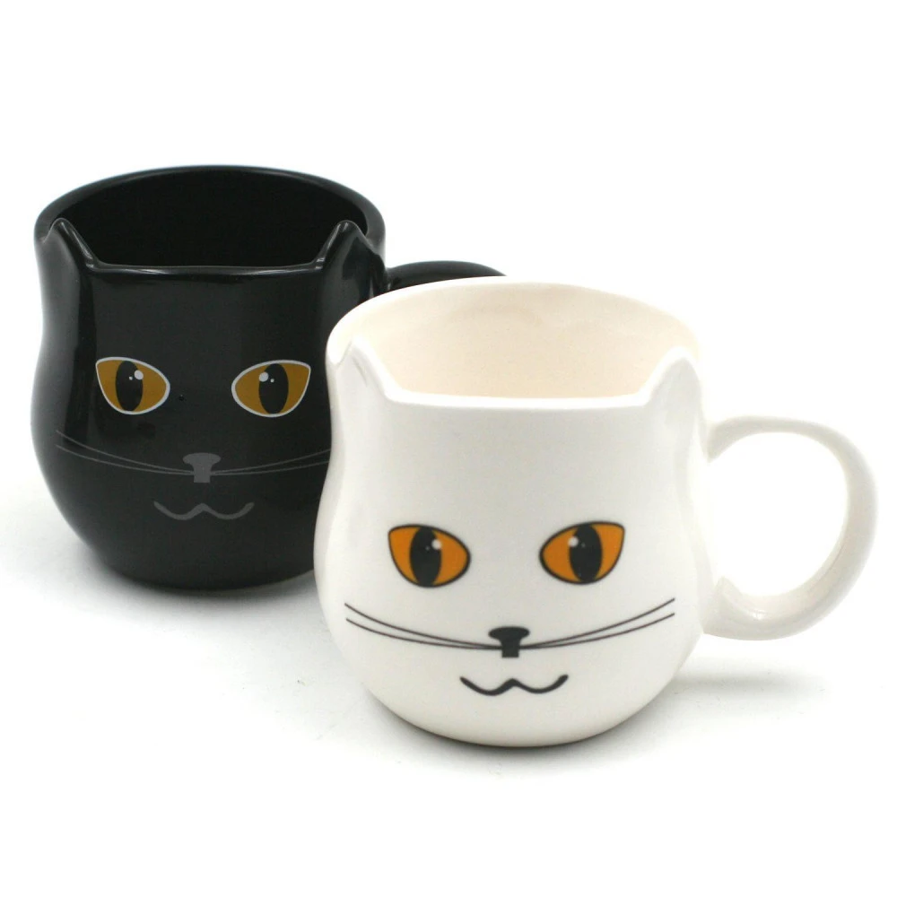 Duo De Tasses Chats Noir Et Blanc Meow