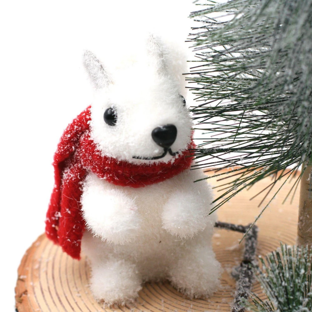 Écureuil Blanc Sur Socle Déco De Noël 29 Cm – Image 3