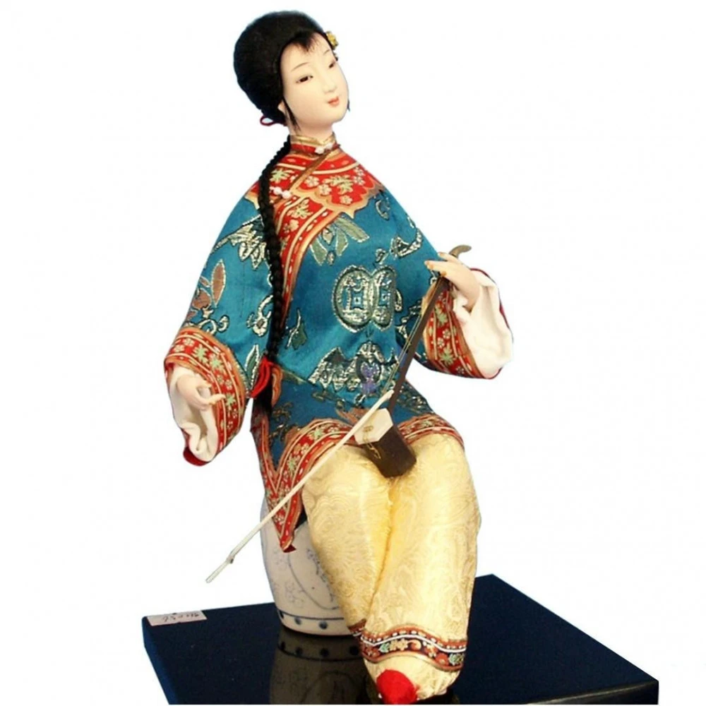 Figurine Chinoise Assise Avec Instrument à Cordes – Image 3