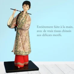 Figurine Chinoise - Femme Avec Flute Et Natte