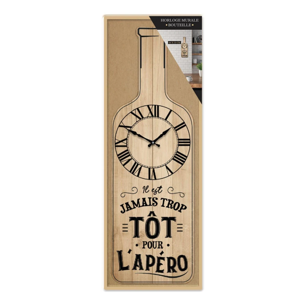 Horloge Bouteille En Bois - 60 Cm - Apéro – Image 2