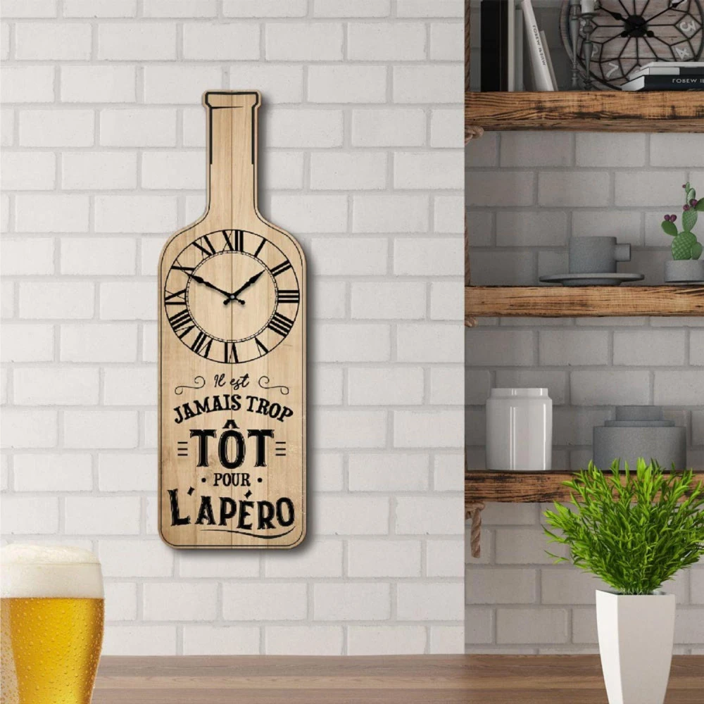 Horloge Bouteille En Bois - 60 Cm - Apéro – Image 3