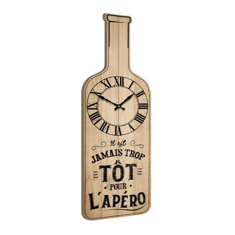 Horloge Bouteille En Bois - 60 Cm - Apéro