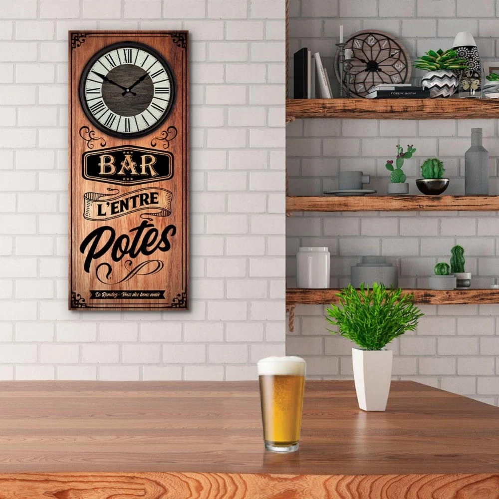 Horloge En Bois 70 Cm - Bar L'entre Potes – Image 2
