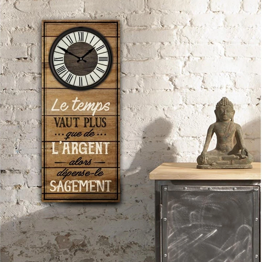 Horloge Murale En Bois - Le Temps Vaut Plus Que L'Argent... – Image 2