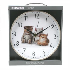 Horloge Silencieuse Motif Trois Petits Chats 24 Cm