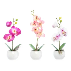 Lot De 3 Fausses Plantes - Orchidées