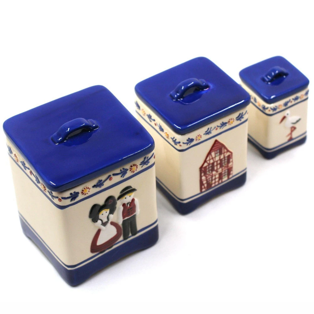 Lot De Trois Pots à Épices Motif Alsacien – Image 2