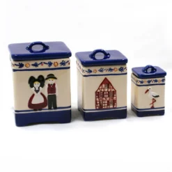 Lot De Trois Pots à Épices Motif Alsacien
