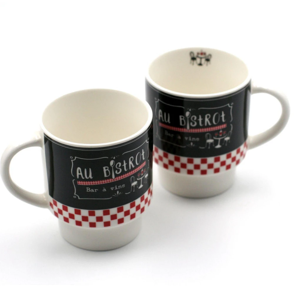 Mugs Sur Colonne Collection Au Bistrot - Fond Noir – Image 3