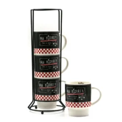 Mugs Sur Colonne Collection Au Bistrot - Fond Noir