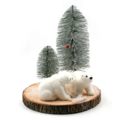 Ours Blanc Sur Socle Déco De Noël 30 Cm