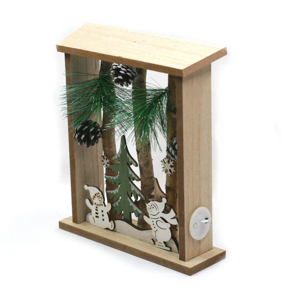 Paysage De Noël En Bois Lumineux - Bonhommes De Neige – Image 2