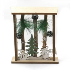 Paysage De Noël En Bois Lumineux - Bonhommes De Neige