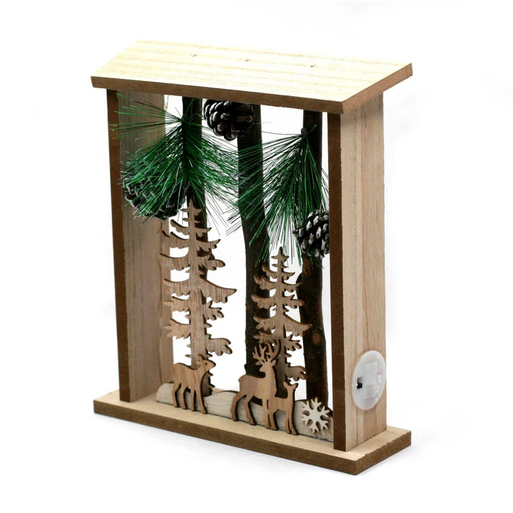 Paysage De Noël En Bois Lumineux - Cerf – Image 2