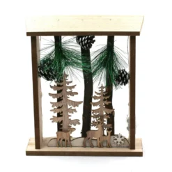 Paysage De Noël En Bois Lumineux - Cerf