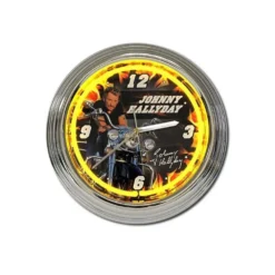 Pendule Neon Johnny Hallyday Jaune
