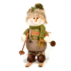Personnage De Noël Déco Naturel - Bonhomme De Neige - 35 Cm