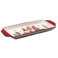 Plat à Cake Céramique - Lutins Nordiques - 29 Cm